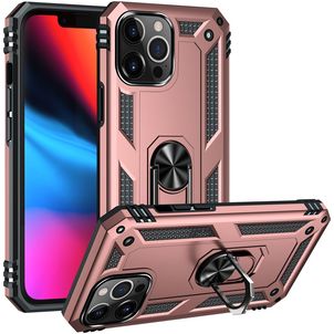 Mobigear Armor Ring iPhone 14 Pro Max Hülle Hardcase Backcover Stoßfest mit Ringhalter - Roségold
