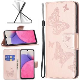 Mobigear Butterfly Samsung Galaxy A33 Hülle Klapphülle Geldbörse - Roségold