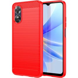 Mobigear Brushed Slim OPPO A17 Hülle Flexibles TPU Backcover - Rot