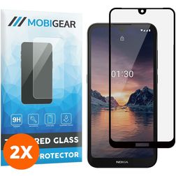 Mobigear Premium Nokia 1.3 Panzerglas Gehärtetes Glas Displayschutz - Hüllenfreundlich - Schwarz (2er Pack)