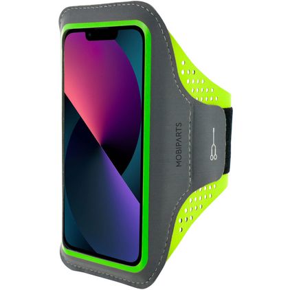 Mobiparts Comfort Fit Handyhalterung Joggen iPhone 13 Sporthülle Neopren Sportarmband - Neon Green