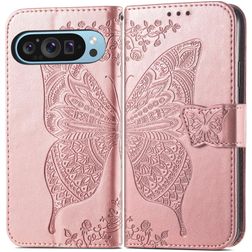 Mobigear Butterfly Google Pixel 10 Pro XL Hülle Klapphülle Geldbörse - Roségold