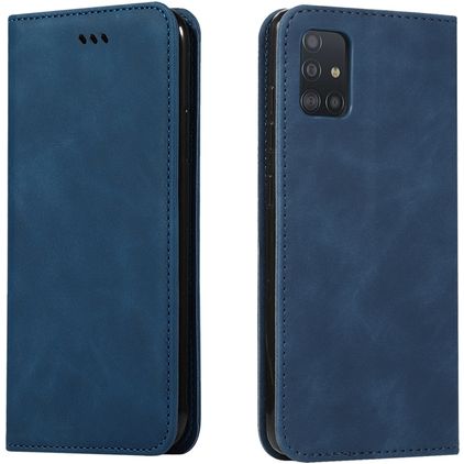 Mobigear Retro Slim Samsung Galaxy A51 Hülle Klapphülle - Blau