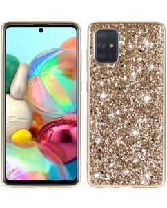 Mobigear Glitter Samsung Galaxy A71 Hülle Hardcase Backcover - Gold