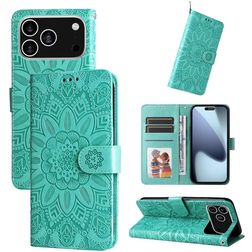 Mobigear Sunflower iPhone 17 Pro Hülle Klapphülle Geldbörse - Grün