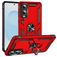 Mobigear Armor Ring Samsung Galaxy S25 Edge Hülle Hardcase Backcover Stoßfest mit Ringhalter - Rot