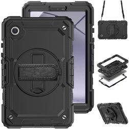 Mobigear SureGrip Xtreme Samsung Galaxy Tab A11 Hülle Kunststoff,Silikon Backcover + Schulterträger + Ständer - Schwarz