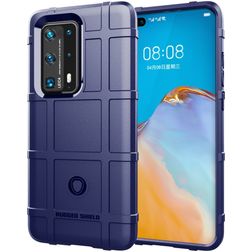 Mobigear Rugged Shield Huawei P40 Pro Plus Hülle Flexibles TPU Backcover Stoßfest - Blau