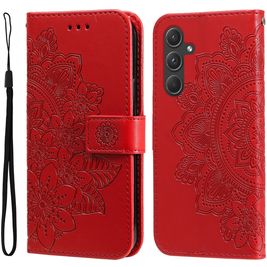 Mobigear Flowers Samsung Galaxy A55 Hülle Klapphülle Geldbörse - Rot