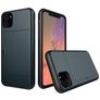 Mobigear Card iPhone 11 Hülle Hardcase Backcover Stoßfest mit Kartenhalter - Marineblau