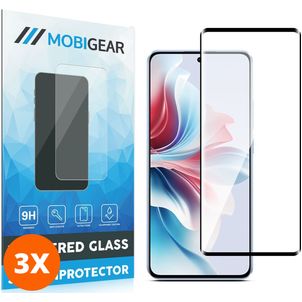 Mobigear Premium OPPO Reno 11F Panzerglas Gehärtetes Glas Displayschutz - Hüllenfreundlich - Schwarz (3er Pack)