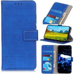 Mobigear Croco iPhone 13 Mini Hülle Klapphülle Geldbörse - Blau