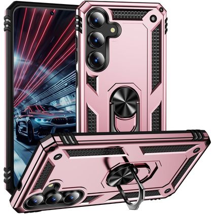 Mobigear Armor ring Samsung Galaxy S25 FE Hülle Hardcase Backcover Stoßfest mit Ringhalter - Roségold