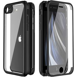 Valenta Full Cover iPhone 7 Hülle Gehärtetes Glas Backcover Stoßfest - Schwarz
