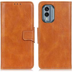 Mobigear Classy Nokia X30 Hülle Klapphülle Geldbörse - Cognac
