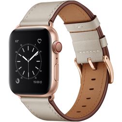 Mobigear Firenze Leder Apple Watch Armband Dornschließe - 49/46/45/44 mm - Beige
