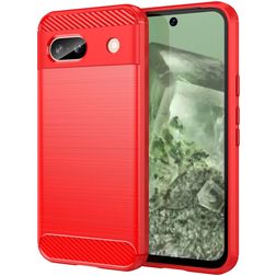 Mobigear Brushed Slim Google Pixel 8a Hülle Flexibles TPU Backcover - Rot