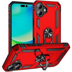 Mobigear Armor Ring iPhone 17 Hülle Hardcase Backcover Stoßfest mit Ringhalter - Rot