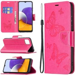 Mobigear Butterfly Samsung Galaxy A22 5G Hülle Klapphülle Geldbörse - Magenta