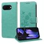 Mobigear Flowers Google Pixel 9a Hülle Klapphülle Geldbörse - Grün