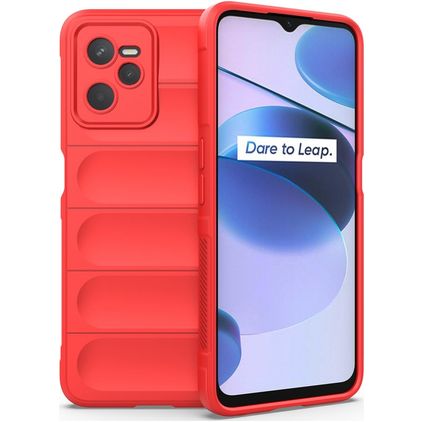 Mobigear Bumpy Realme C35 Hülle Flexibles TPU Backcover - Rot