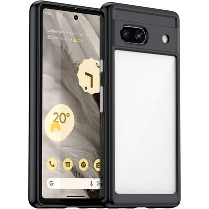 Mobigear Crystal Google Pixel 7a Hülle Hardcase Backcover - Transparent / Schwarz