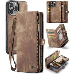 Caseme 008 iPhone 16 Pro Max Hülle Abnehmbare 2in1 Klapphülle Geldbörse - Braun