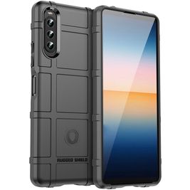 Mobigear Rugged Shield Sony Xperia 10 IV Hülle Flexibles TPU Backcover Stoßfest - Schwarz