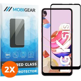 Mobigear Premium LG K51s Panzerglas Gehärtetes Glas Displayschutz - Hüllenfreundlich - Schwarz (2er Pack)