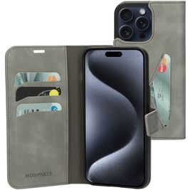 Mobiparts Classic Wallet iPhone 15 Pro Max Hülle Klapphülle Geldbörse - Granite Grey