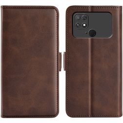 Mobigear Slim Magnet POCO C40 Hülle Klapphülle Geldbörse - Braun