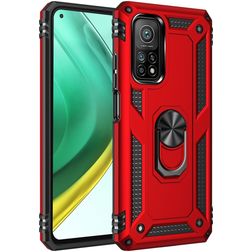 Mobigear Armor Ring Xiaomi Mi 10T Pro Hardcase Backcover Shockproof mit Ringhalter - Rot