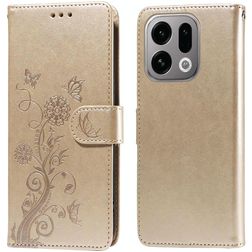 Mobigear Flowers OPPO Find X9 Hülle Klapphülle Geldbörse - Gold