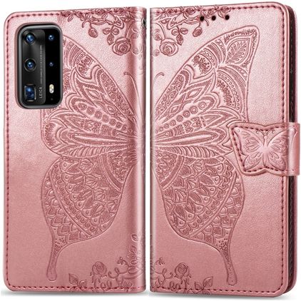 Mobigear Butterfly Huawei P40 Pro Hülle Klapphülle Geldbörse - Roségold