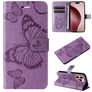 Mobigear Butterfly iPhone 16 Pro Hülle Klapphülle Geldbörse - Lila