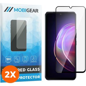 Mobigear Premium Vivo V21 Panzerglas Gehärtetes Glas Displayschutz - Hüllenfreundlich - Schwarz (2er Pack)