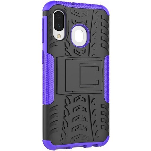 Mobigear Tire Samsung Galaxy A40 Hülle Hardcase Backcover Stoßfest mit Ständer - Schwarz / Lila