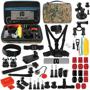 Puluz GoPro Mount Zubehör Starter Pack 53 Teile + Tasche Army