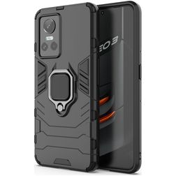 Mobigear Armor Ring Realme GT Neo 3 Hülle Hardcase Backcover Stoßfest mit Ringhalter - Schwarz