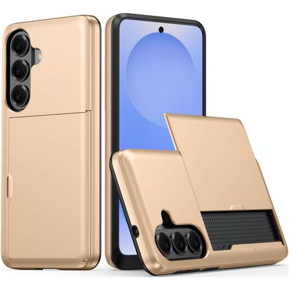 Mobigear Card Samsung Galaxy S26 Plus Hülle Hardcase Backcover Stoßfest mit Kartenhalter - Gold