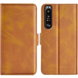 Mobigear Slim Magnet Sony Xperia 1 IV Hülle Klapphülle Geldbörse - Cognac