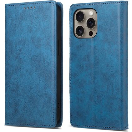 Mobigear Wallet iPhone 16 Pro Max Hülle Klapphülle Geldbörse - Blau