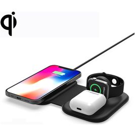 Mobigear Magnetic Folding 3in1 es Ladegerät Qi Wireless 15W - Schwarz