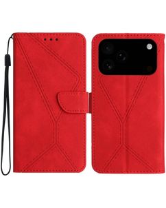 Mobigear Stitch iPhone 18 Pro Max Klapphülle Portemonnaie - Rot