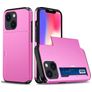 Mobigear Card iPhone 15 Hülle Hardcase Backcover Stoßfest mit Kartenhalter - Pink