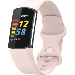Mobigear Sport Dual Silikon Fitbit Charge 5 Armband Drückerschließe - Sand Pink