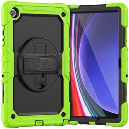 Mobigear SureGrip Xtreme Samsung Galaxy Tab A9 Plus (2023) Hülle Kunststoff,Silikon Backcover + Schulterträger + Ständer - Grün