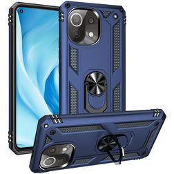 Mobigear Armor Ring Xiaomi Mi 11 Lite Hülle Hardcase Backcover Stoßfest mit Ringhalter - Blau