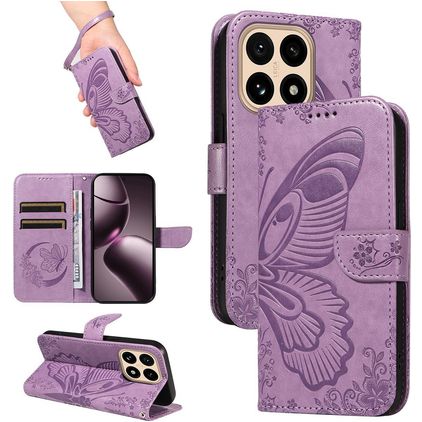 Mobigear Butterfly Xiaomi 15T Hülle Klapphülle Geldbörse - Lila