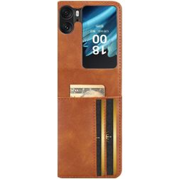 Mobigear Excellent Wallet OPPO Find N2 Flip Hülle Hardcase Backcover - Cognac